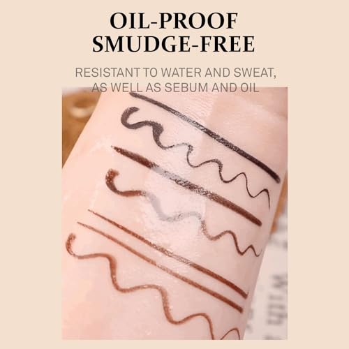 COSNORI Superproof Brush Eyeliner 02 Black Brown - 24h Pen Eyeliner ? Super Slim Lasting Liquid Eye Liner - Smudge, Budge Resistant Wear ? Allergen Free - 0.02 fl.oz.