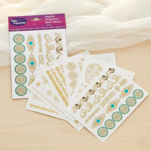 Gold & Silver Metallic Temporary Tattoos Set of 6