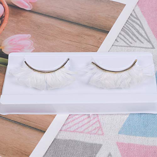 White Fluffy False Eyelashes - 3 Pair Set