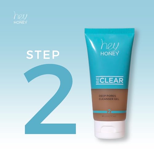 Hey Honey Skin Care Be Clear Acne Control Deep Pore Cleanser with Propolis, Tea Tree Oil & Green Tea | Pore Minimizer Face Wash for Oily Acne Prone Skin | 2.7 Oz