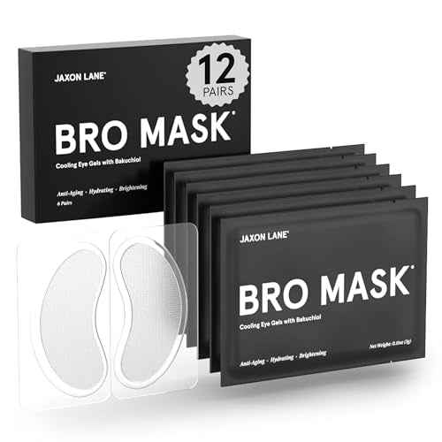 BRO MASK Under Eye Patches for Men with Hydrogel (2 x 6 pairs) - Anti-Aging Korean Eye Masks for Dark Circles and Puffiness- Puffy Under Eye Treatment - Perfect Skin Care Stocking Stuffers for Men