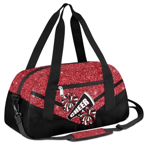 Kids Red Glitter Duffel Bag for Sports & Travel - OMFUNS