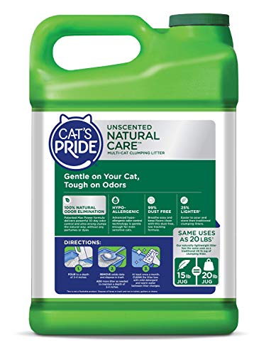 Cat's Pride Max Power: Natural Care - Up to 10 Days of Powerful Odor Control - 100% Natural Odor Elimination - Hypoallergenic - 99% Dust Free - Multi-Cat Clumping Litter, Unscented, 15 Pounds