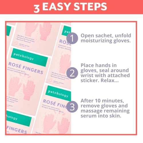 Patchology Rosé Fingers Renewing Hand Mask Gloves for Dry Hands (1 Pack)
