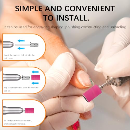 240 Grit Nail Sanding Bands - 400 Pcs with 2 Nail Drill Bits