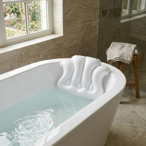 Comfort Axis White Vinyl Shell-Shaped Spa Bath Pillow - Pack of 1