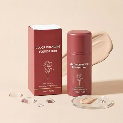 KunMan Color Changing Foundation - Skin Tone Self-Adjusting Liquid Makeup, Full Coverage, Natural Finish