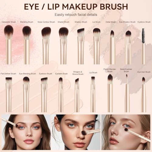49 Pcs Makeup Brushes Set, Professional Premium Make up Brushes Kit with Leather Case, Complete Makeup Brush Set for Foundation, Blush, Contour, Concealer Eye and Face Makeup Cosmetic Tools