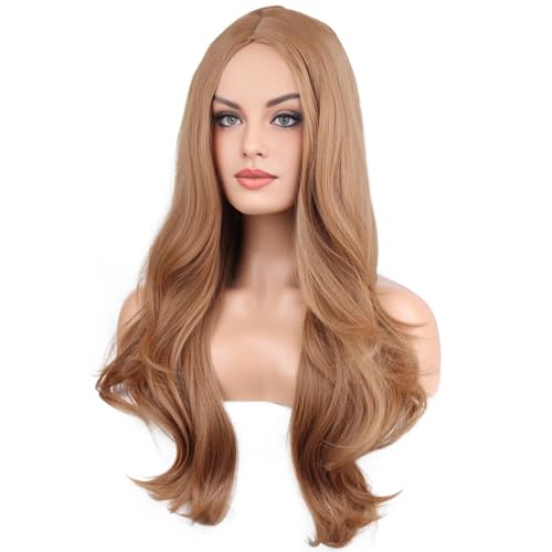 Brown Wavy Long Wig 26" Heat-Resistant Synthetic Hair