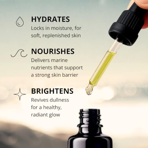 KelpGlow Facial Oil with Kelp Extract - Coastal Lavender - Nourishing Face Oil for Glowing Skin - Clean & Natural Ingredients, Non-Greasy Formula - 30ml/1oz