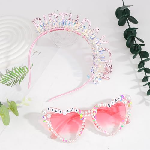 Pink Birthday Girl Headband & Sunglasses Party Kit - Jaciya Celebration Accessories