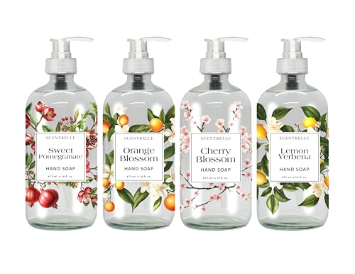 Scentrelle Hand Soap Set 4-Pack, 16 fl oz Glass Bottles