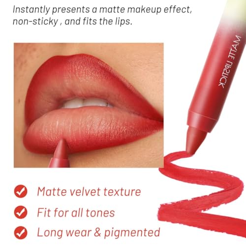 2-in-1 Matte Lipstick & Lip Liner Set - 4pc Waterproof