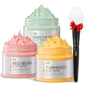 ANAI RUI 3 Pcs Pore Cleansing Face Mask Set Green Tomato Clay Mask - Turmeric Vitamin C Facial Mask Red Bean Refreshing Pore Mask, Relaxing Spa Gift Set Self Care for Women/Teens Girls 2.5 oz each