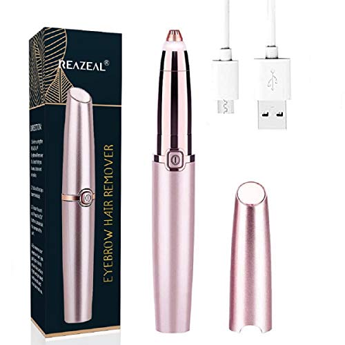 REAZEAL Rechargeable Eyebrow Hair Remover Painless-Precision Eyebrow Trimmer Eyebrow Razor Tool for Face Lips Nose Facial Hair Removal for Men Women