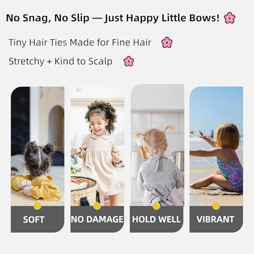 WDGROW Mini Hair Ties for Kids & Adults, No Damage, 200pcs Soft Elastic