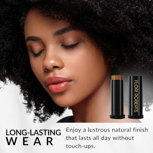 Flori Roberts Base Strokes Crème Foundation Stick - Toasted Almond, Full Coverage for Deep Skin Tones, Long Lasting Makeup, Natural Finish