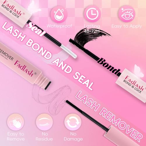 FADLASH DIY Lash Extension Kit Individual Lashes Cluster D Curl Eyelash Extension Kit D Curl Lash Clusters Lash Applicator Tool for Self Application at Home(KIT 100D-D-12-18mm)