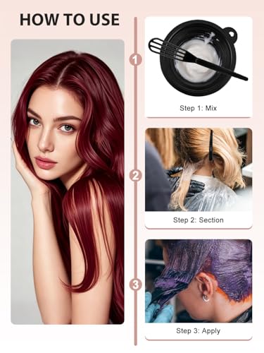 Hair Dye Bleach Kit with Brushes & Bowl Set for At-Home Coloring