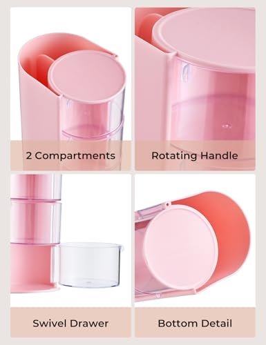 Rotating Hair Accessories Organizer, 3-Drawer Storage for Brushes & Clips