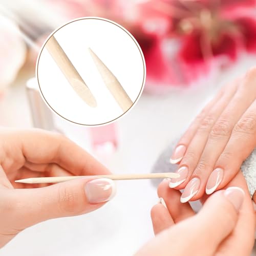 600 Pcs Wooden Cuticle Sticks - Double Sided Orange Wood Nail Sticks (4.5 in)