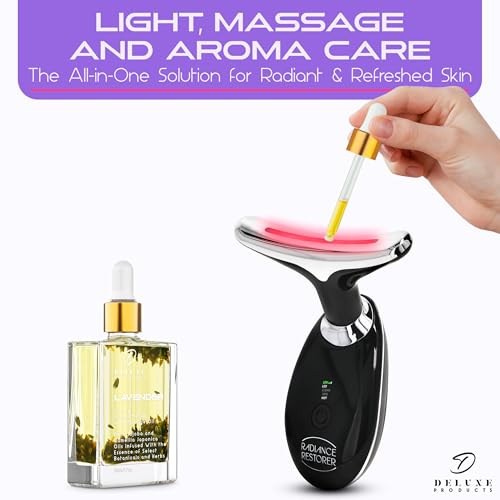Radiance Restorer - Complete Wrinkle, Massage & Aromatherapy System - 7-Color LED Light Therapy, 3 Massage Functions, *Plus Heat!* - *Choice of Aromatherpay Massage Oil* - *Web App!* (Lavender)
