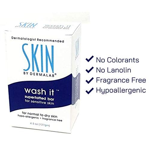 Wash It Superfatted Hypoallergenic Fragrance Free Cleansing Bar 2 Pack for Sensitive to Normal Skin | Helps Moisturize & Hydrate | Colorant & Lanolin Free Bar Soap | Safe for Kids, Adults, & Infants