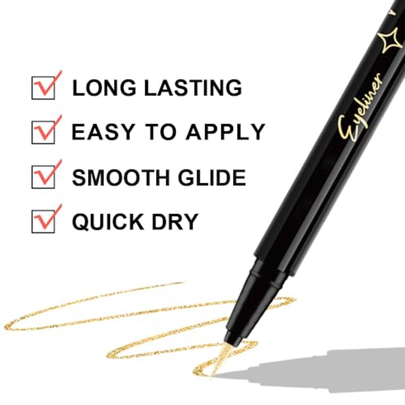 Gold Glitter Liquid Eyeliner Pen - Waterproof & Long-Lasting
