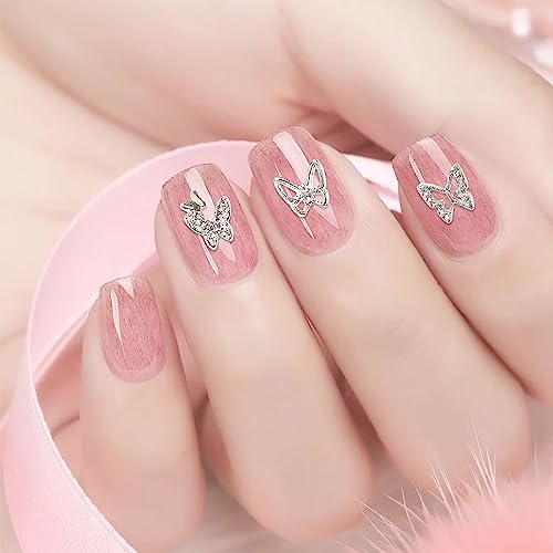 DANNEASY 60pcs 3d Metallic Nail Charms Gold Silver Nail Art Charms Flat-back Rose Flower Butterfly Bats Spider Alloy Nail Studs Jewels for Nail Decoration Craft