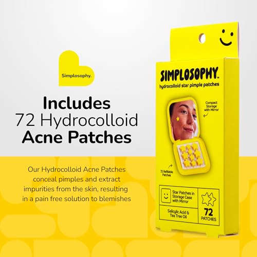 Star Pimple Patches with Mirror, Hydrocolloid Acne Patch for Zits and Blemishes, Face and Skin Stickers, 72 Count