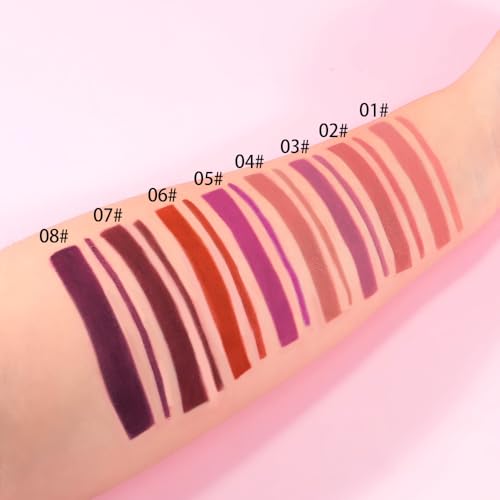 8-Piece Gel Lip Liner Set - Matte, Waterproof, 24HR Wear