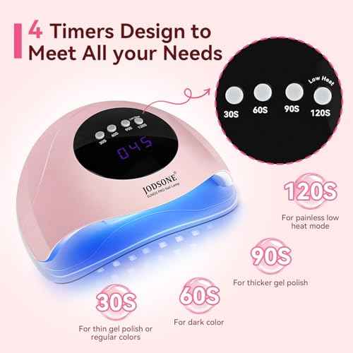 JODSONE Quick U V LED Nail Lamp with 4 Timer Settings Auto Sensor Nail Dryer Pink