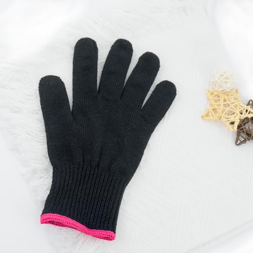Heat Resistant Hair Styling Glove for Curling Iron, Pink Edge