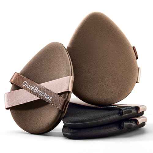 Makeup Sponge Set, Glor?Brochas 4PCS Micro Porous Foundation Sponge, Latex-Free PU Makeup Puff, Low Absorption 3.2 Inch Soft Dual-Sided Foundation Puff, Individually Wrapped