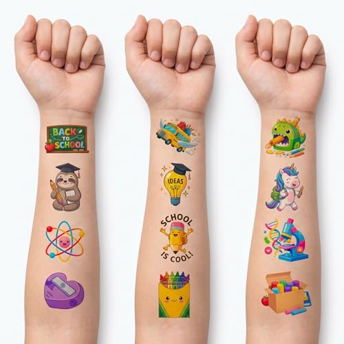 96 PCS Back to School Temporary Tattoos for Kids