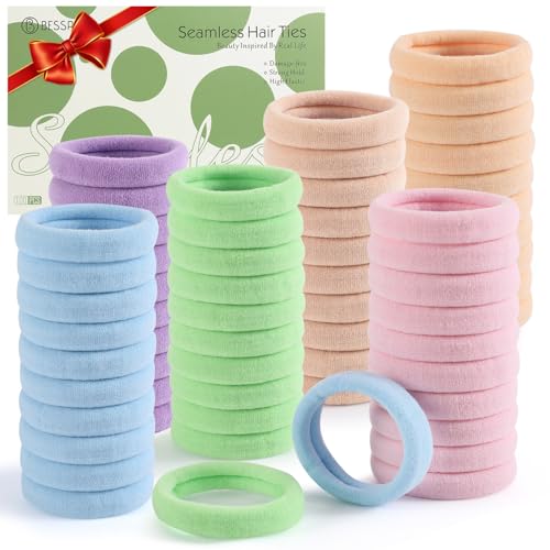 100 Pcs Thick Seamless Hair Ties for Ponytails - No Damage