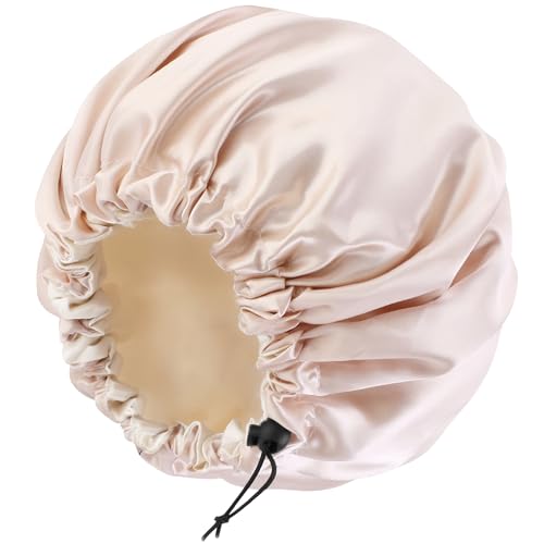 Satin Silk Sleep Bonnet for Curly Hair - Adjustable Double-Layer