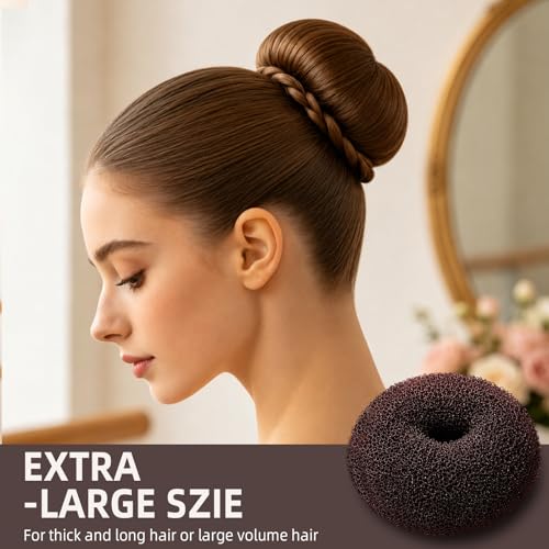 7-Pc Brown Hair Bun Maker Set w/ 4 Sizes & Bobby Pins