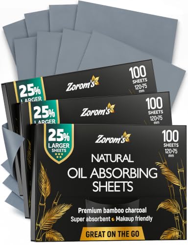 Oil Blotting Sheets for Face with Bamboo Charcoal, 25% Larger, 3-Pack