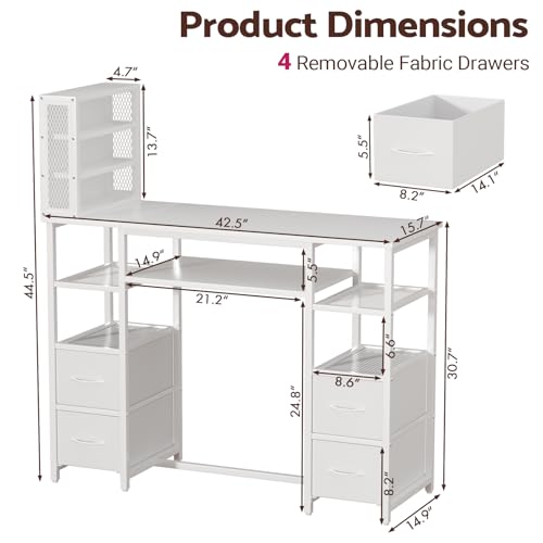 Oakvera Manicure Table with Double Tabletop & 3-Tier Storage