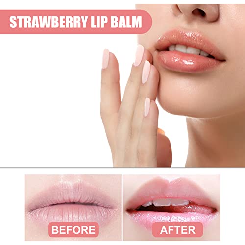 Honey Lip Balm Pot, Propolis Lip Mask, Strawberry Hydrating Propolis Lip Sleeping Mask, Prevent Dry&Cracked, Lip Repair Nourishes the Lip Skin (2pcs Honey & 2pcs Strawberry)