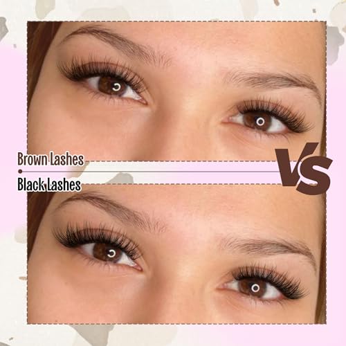 Mavphnee Cozy Brown Lash Cluster Kit 10-16mm with Remover, Tweezers, Bond & Seal
