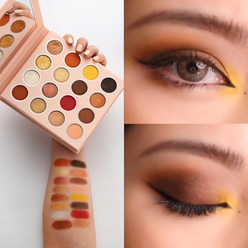 Sunset Blvd Eyeshadow Palette 16 Colors Brown Nude Earth Tone Matte Glitter Shimmer Eye Shadow Long Lasting High Pigmented Blendable Smokey Eyeshadow Powder Makeup