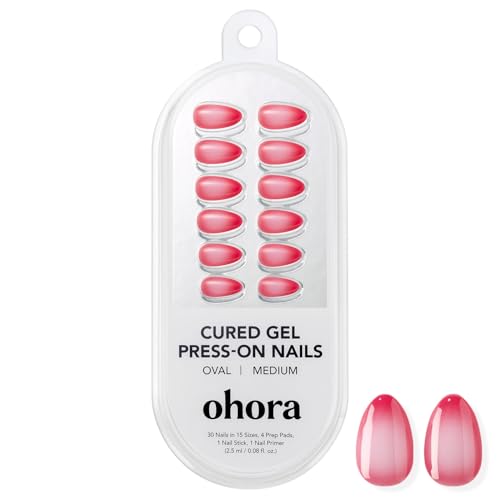 ohora Gel Press On Nails Medium Oval Sunset Aura