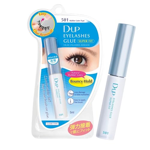 D-UP Clear Eyelash Glue for False Lashes, Flexible Elastic Adhesive, Transparent Finish with Comfortable Hold from Japan, 501