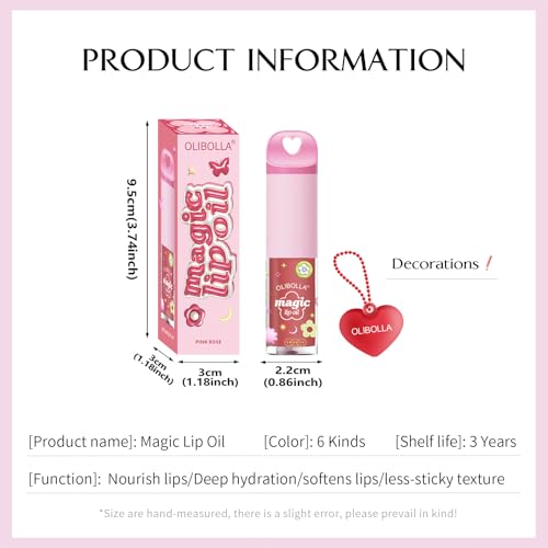Lip Oil, Nourishing and Hydrating Tinted Lip Oil, High-Shine Glimmer Finish, Non-Sticky, Long-Lasting and Volumizing Formula, 0.12 Fl Oz(06 Caramel)