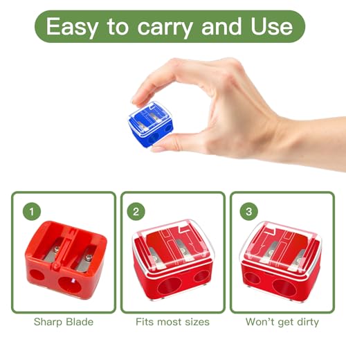 Plastic Makeup Pencil Sharpener Set - Dual Hole Portable Cosmetic Tool - 4 Colors