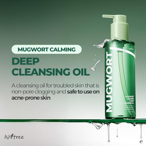 IsNtree Mugwort Calming Deep Cleansing Oil 200ml, 6.76 fl.oz | Korean Oil Cleanser for Sensitive & Oily Skin | Lightweight & Non-Greasy | Soothing & Deep Cleansing | Vegan & Cruelty-Free Skincare