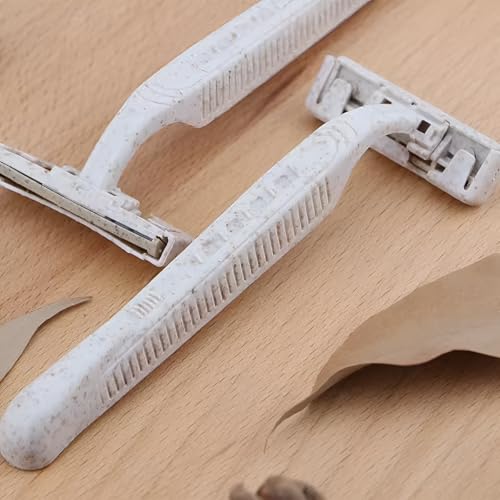 Disposable Razors Bulk for Men & Women ? Twin Blade Unisex Shavers ? Eco-Friendly, Biodegradable, Non-Toxic, Made from Recycled Wheat Straw 50 Count (Pack of 1) (50)