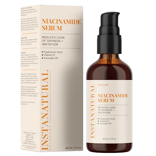 InstaNatural Niacinamide Face Serum, Hydrates, Soothes, Reduces Irritation, Redness, Lines, Wrinkles, and Other Signs of Aging, with Hyaluronic Acid and Vitamin E, 2 Fl Oz